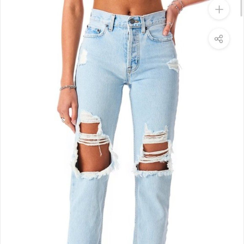 Carmar Denim Light Wash Distressed Straight Leg Jeans Size 30